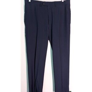 Haggar Men's Classic Fit Dress Pants ECLO Stria No Iron Blue Size 36x32 (947)